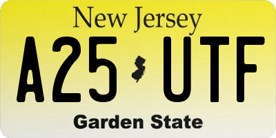NJ license plate A25UTF