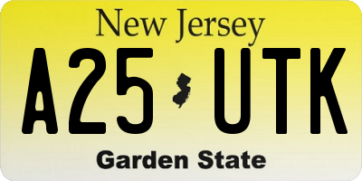 NJ license plate A25UTK