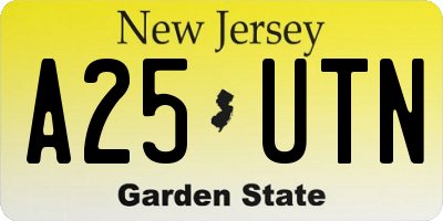 NJ license plate A25UTN