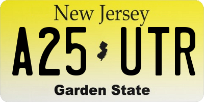 NJ license plate A25UTR