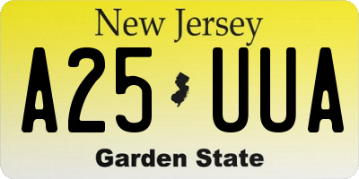 NJ license plate A25UUA