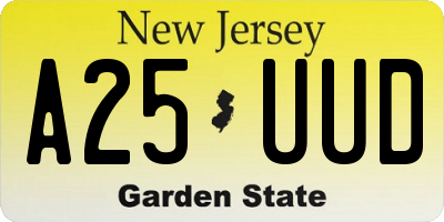 NJ license plate A25UUD