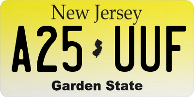 NJ license plate A25UUF