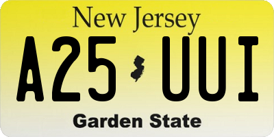 NJ license plate A25UUI
