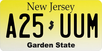 NJ license plate A25UUM