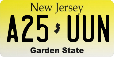 NJ license plate A25UUN