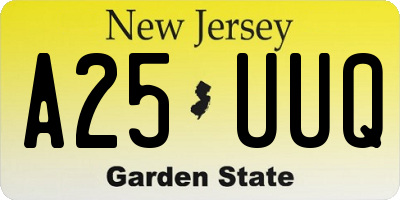 NJ license plate A25UUQ