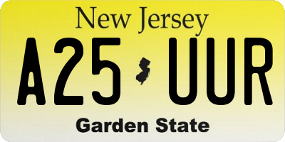 NJ license plate A25UUR