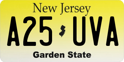 NJ license plate A25UVA