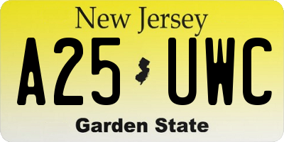 NJ license plate A25UWC
