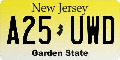 NJ license plate A25UWD