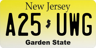 NJ license plate A25UWG