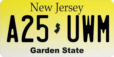 NJ license plate A25UWM