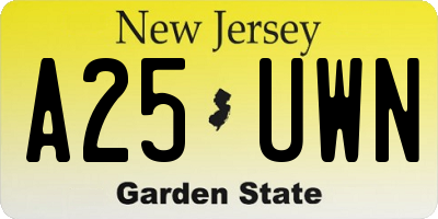 NJ license plate A25UWN