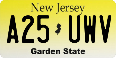 NJ license plate A25UWV