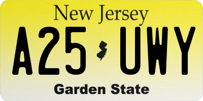 NJ license plate A25UWY