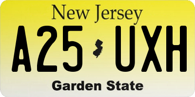 NJ license plate A25UXH
