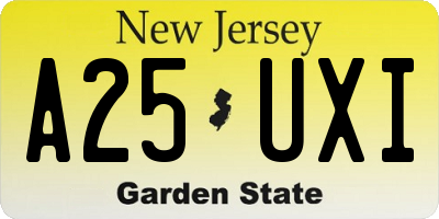 NJ license plate A25UXI