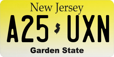 NJ license plate A25UXN