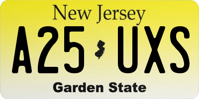 NJ license plate A25UXS