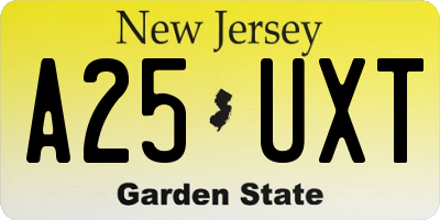 NJ license plate A25UXT