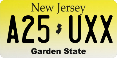 NJ license plate A25UXX