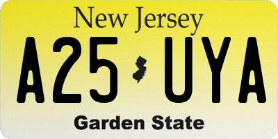 NJ license plate A25UYA