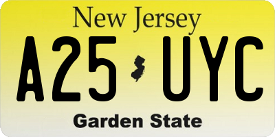 NJ license plate A25UYC