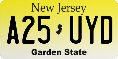 NJ license plate A25UYD
