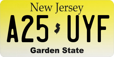 NJ license plate A25UYF