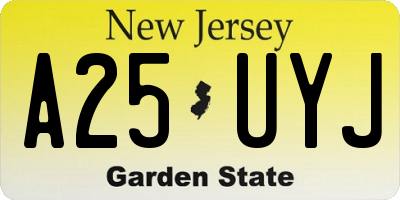 NJ license plate A25UYJ