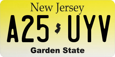 NJ license plate A25UYV