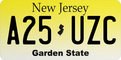 NJ license plate A25UZC