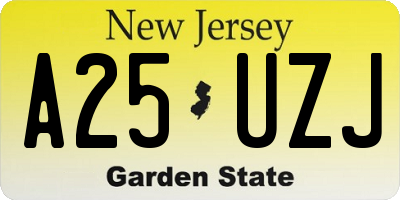 NJ license plate A25UZJ