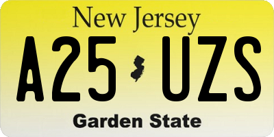 NJ license plate A25UZS