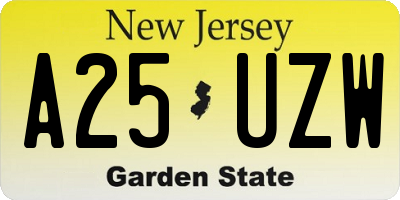 NJ license plate A25UZW