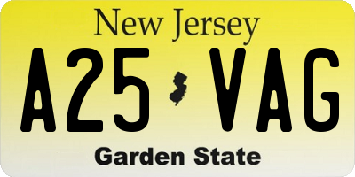 NJ license plate A25VAG