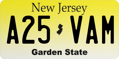 NJ license plate A25VAM