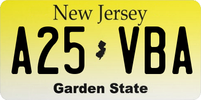 NJ license plate A25VBA