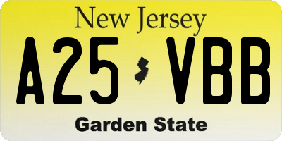 NJ license plate A25VBB