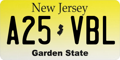 NJ license plate A25VBL