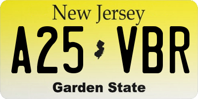 NJ license plate A25VBR