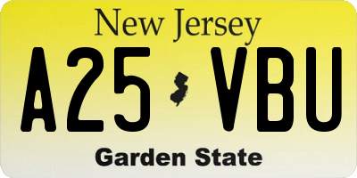 NJ license plate A25VBU