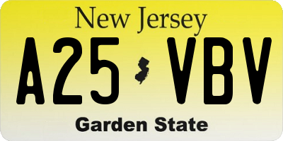 NJ license plate A25VBV