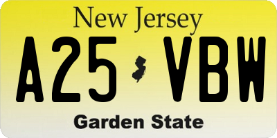 NJ license plate A25VBW