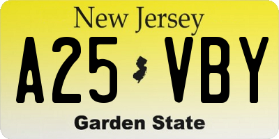 NJ license plate A25VBY