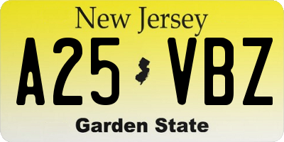 NJ license plate A25VBZ