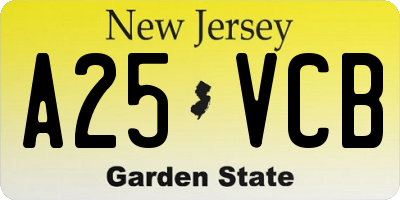 NJ license plate A25VCB