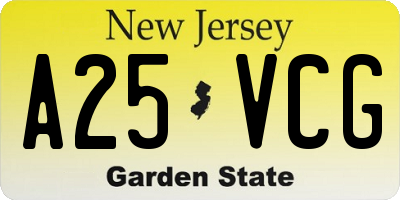 NJ license plate A25VCG