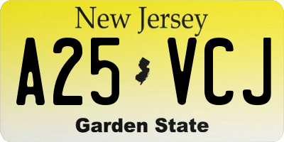 NJ license plate A25VCJ